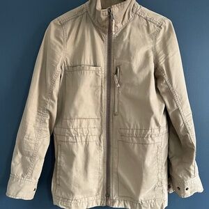 Madewell Khaki Utility Cotton Jacket with Drawstring Waist, size Small